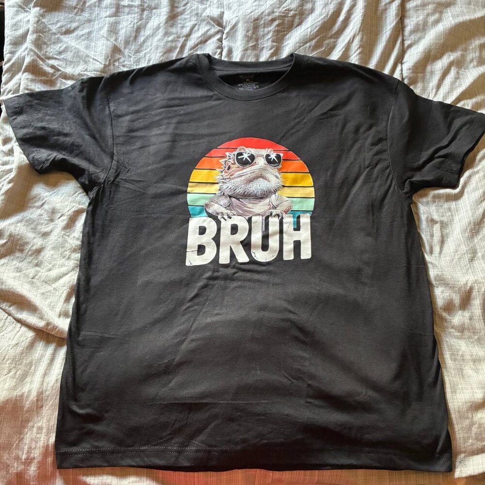 Funny Bearded Dragon Gamer Bruh Graphic Tee Gaming T-Shirt - Size XL XXL New